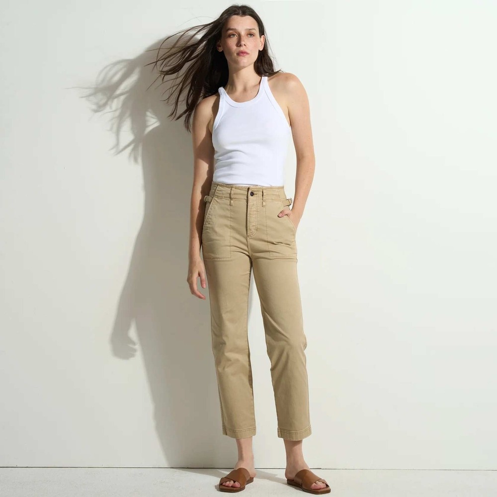 Rowan Jalen Straight Leg Cropped Pant Women 26 Tan Khaki Chino Utility‎